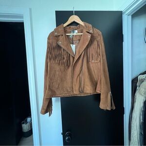 Genuine leather/suede jacket w/fringe